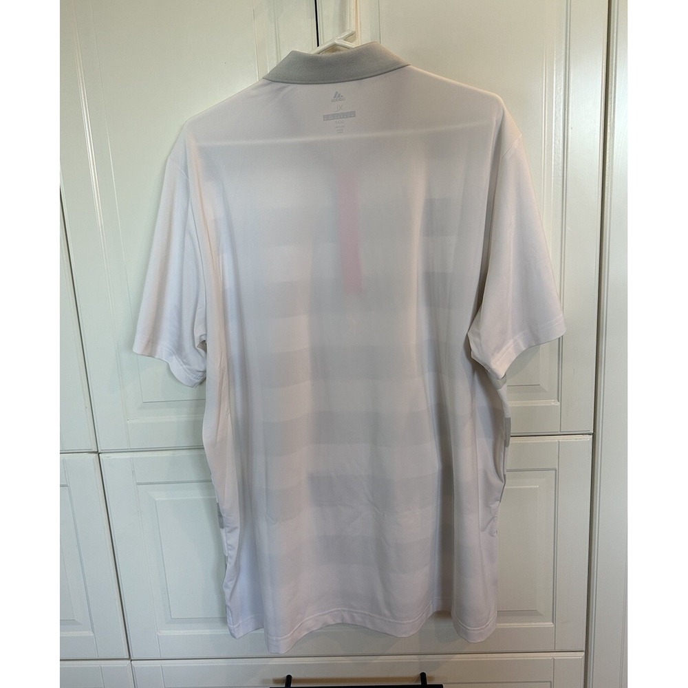 Men's XL Adidas Polo Golf Shirts - Lightly Worn, White/Gray - Picture 4 of 4